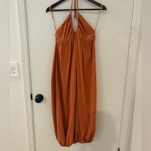 Zara Orange Halter Bubble Hem Dress